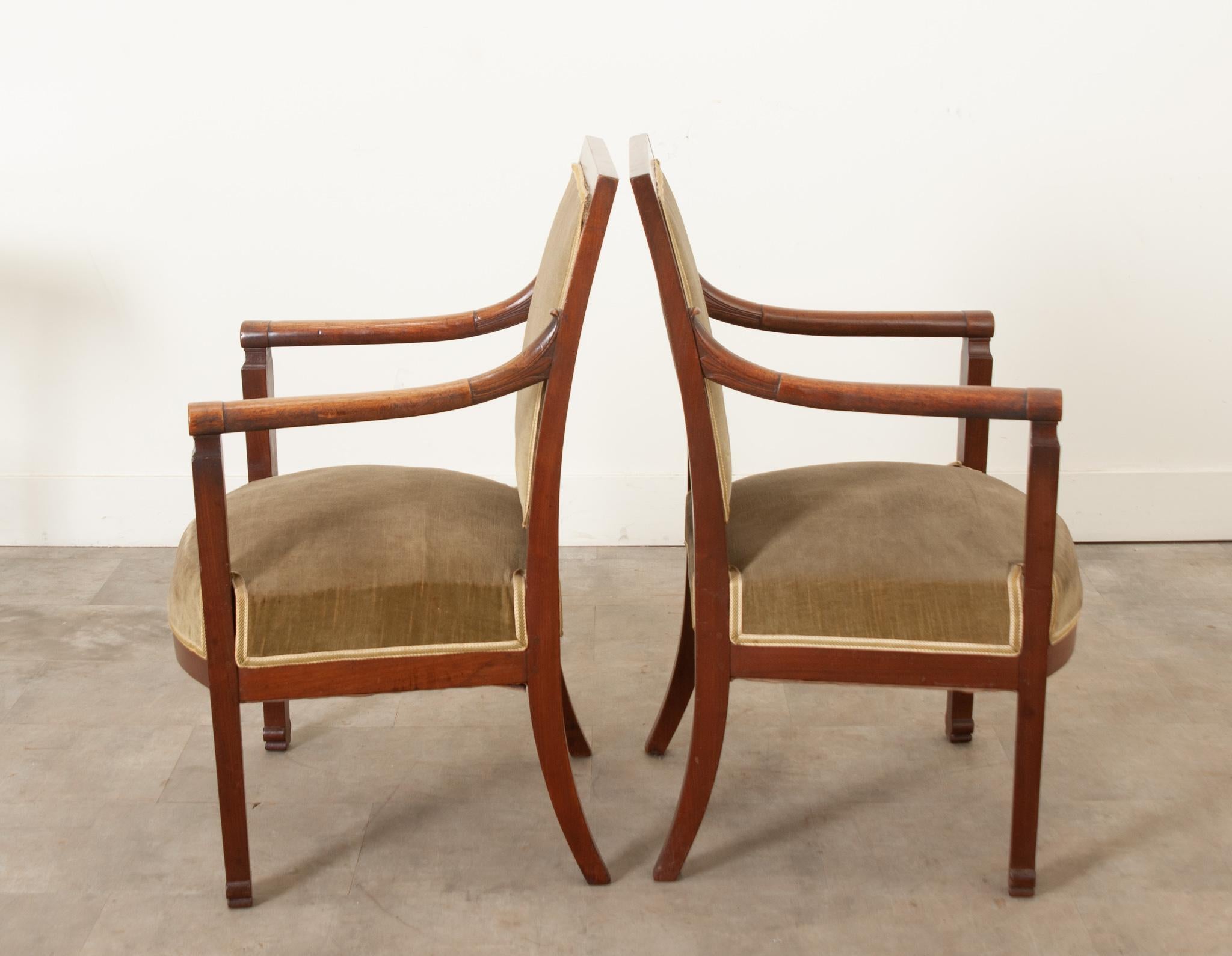 Pair of French Directoire Mahogany Fauteuils For Sale 11