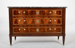 Pair of French Directoire Marble Top Commodes