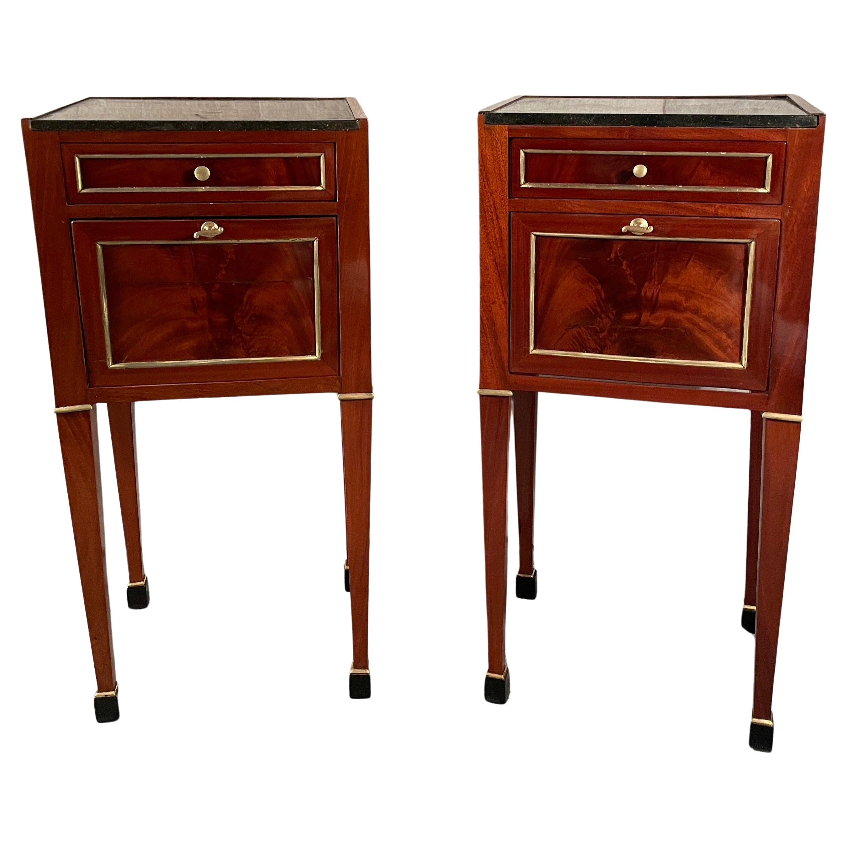 Pair of French Directoire Nightstands, 1780-1800 For Sale