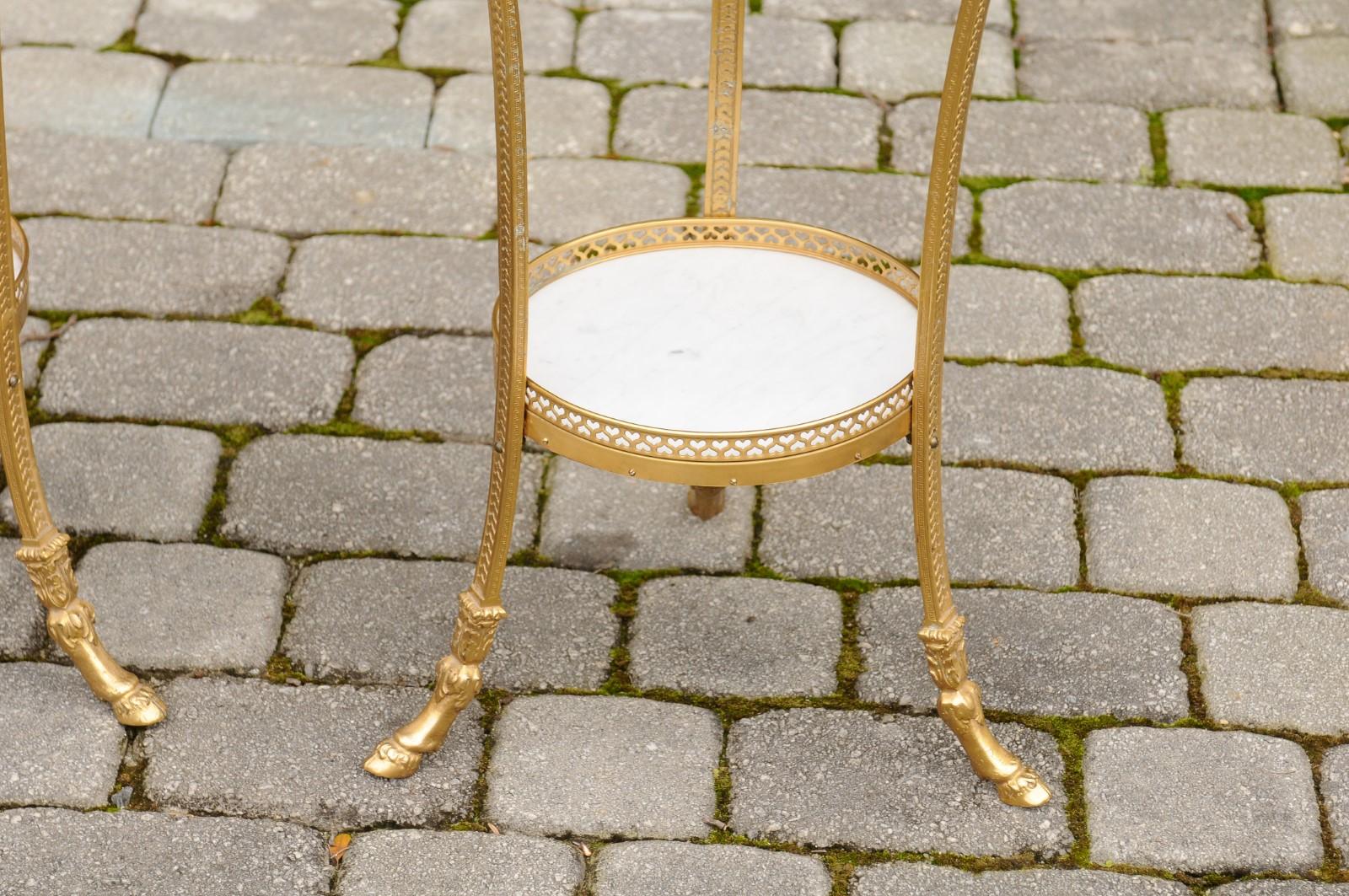 Pair of French Directoire Style 1920s Gilt Bronze Guéridons with Marble Tops 7