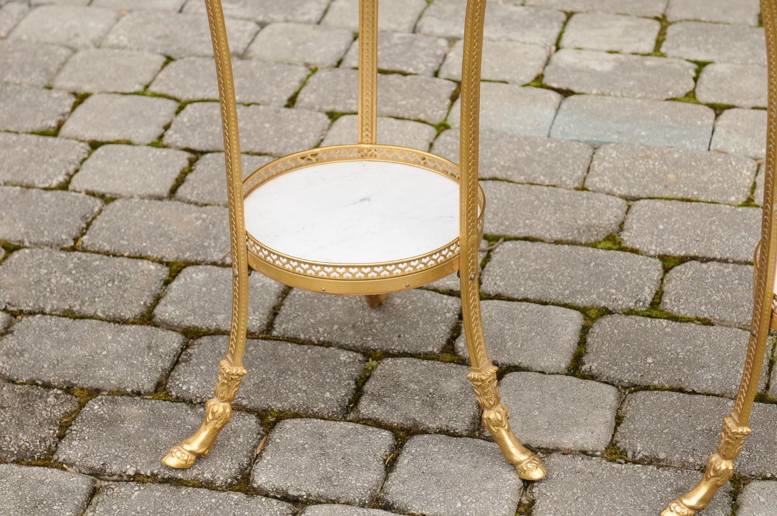 Pair of French Directoire Style 1920s Gilt Bronze Guéridons with Marble Tops 8