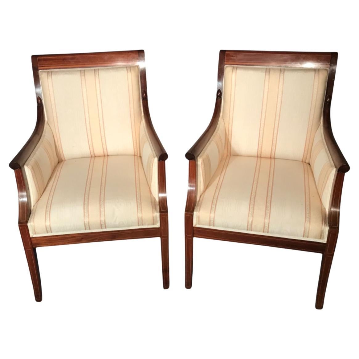 Pair of French Directoire Style Armchairs, 19th century
