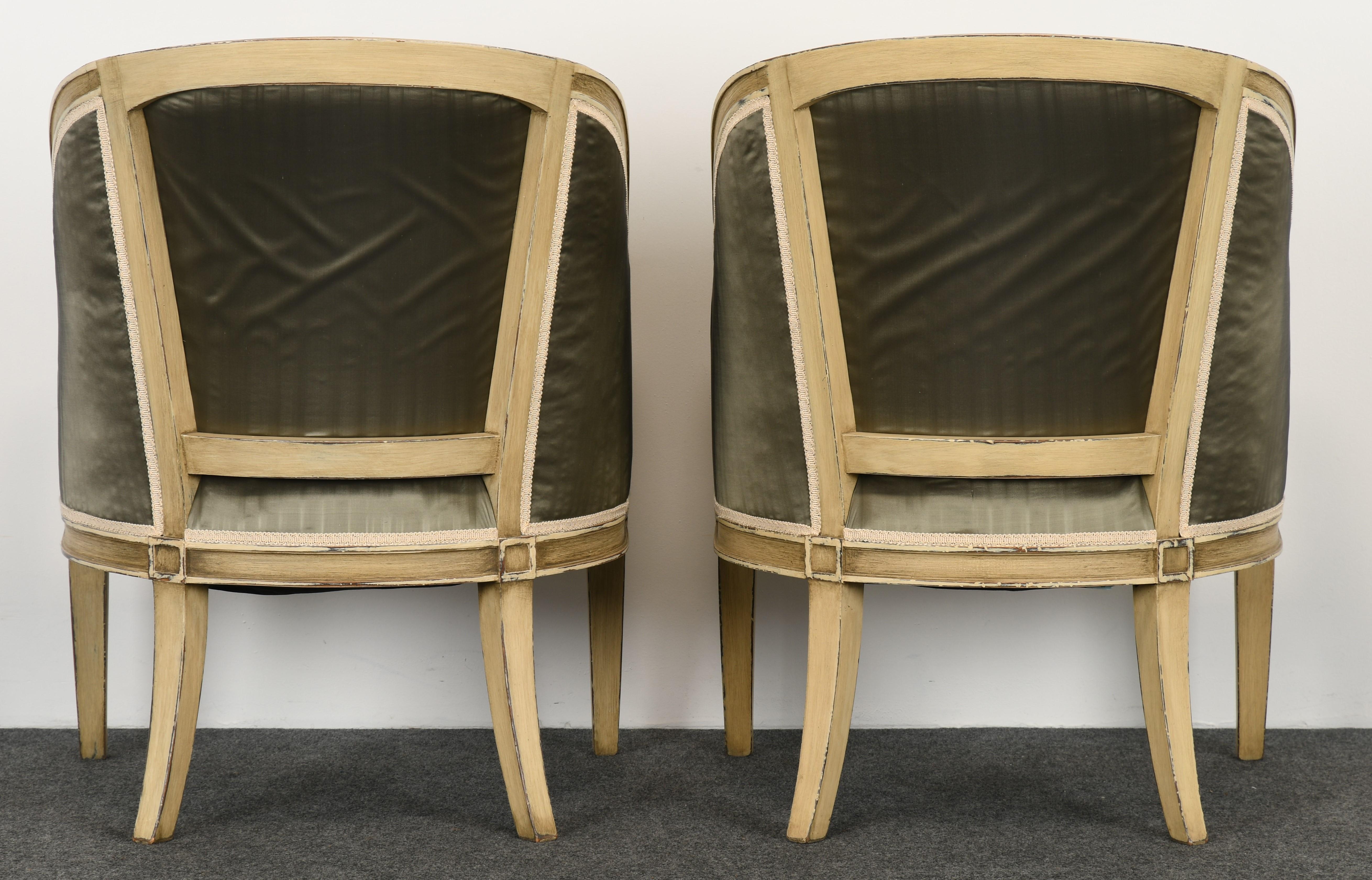 Pair of French Directoire Style Barrel Back Chairs, 1970s 1