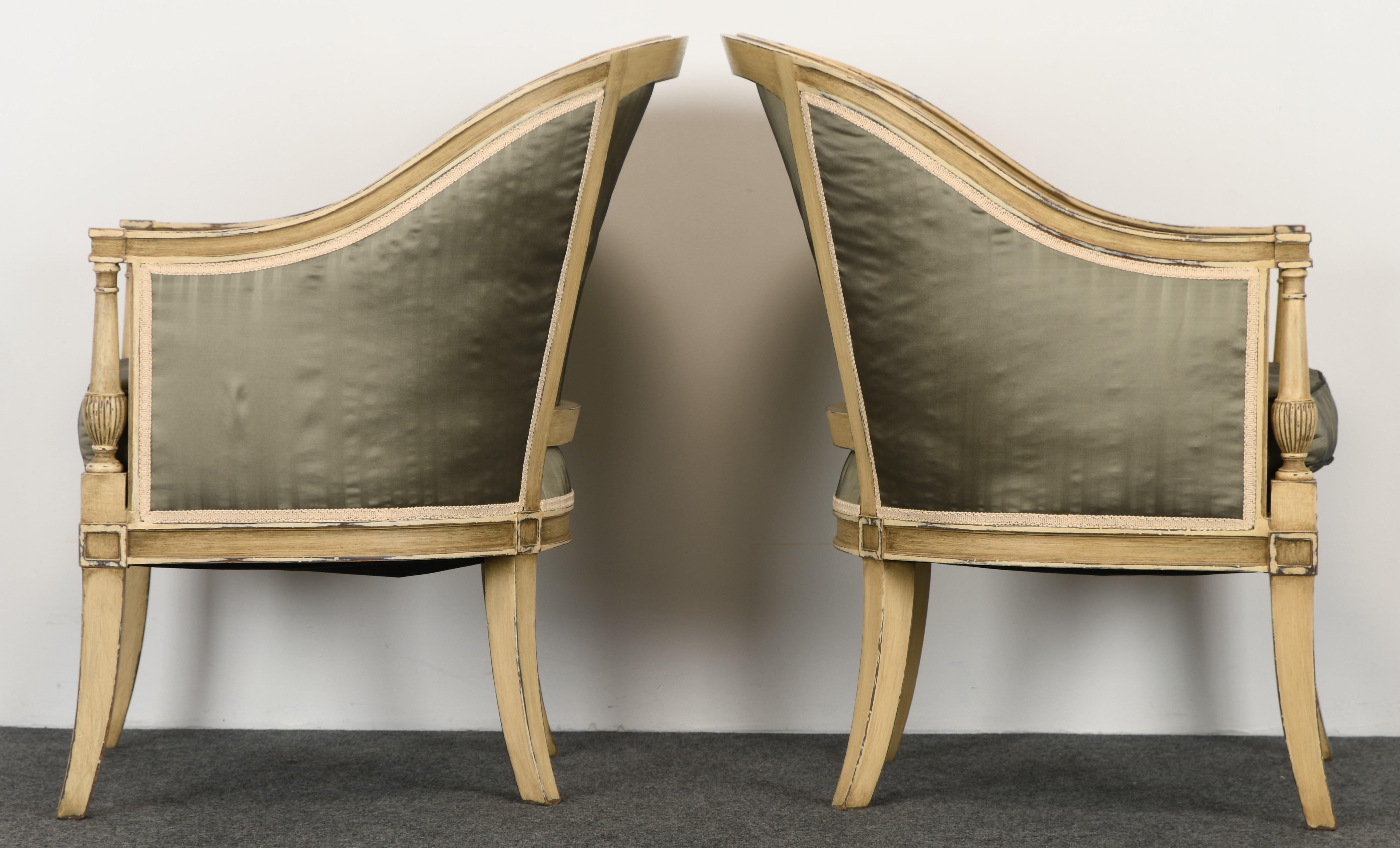 Pair of French Directoire Style Barrel Back Chairs, 1970s 2