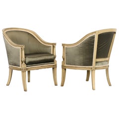 Pair of French Directoire Style Barrel Back Chairs, 1970s