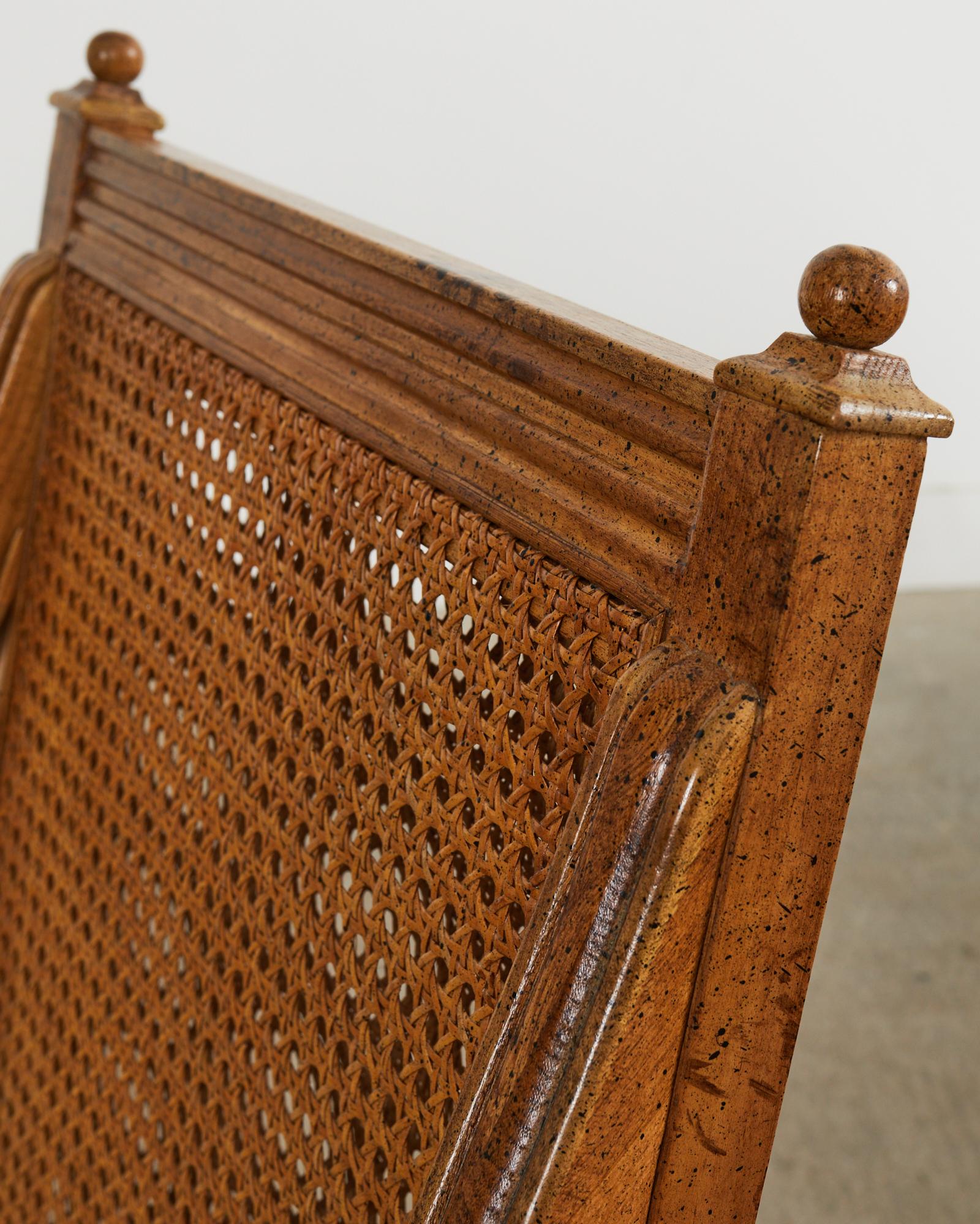 Pair of French Directoire Style Caned Suede Armchair Fauteuils 6