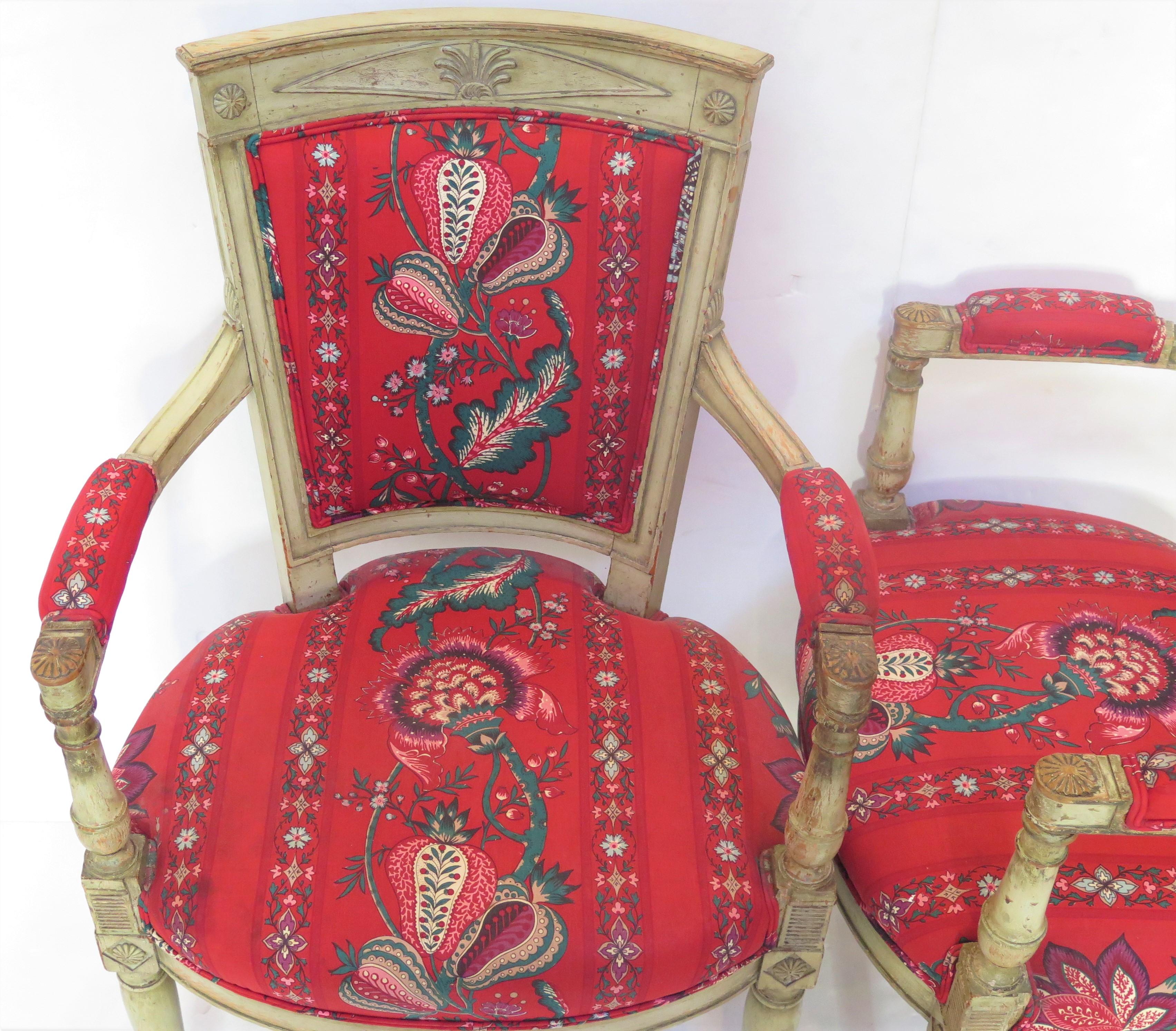 Pair of French Directoire-Style Fauteuils For Sale 5