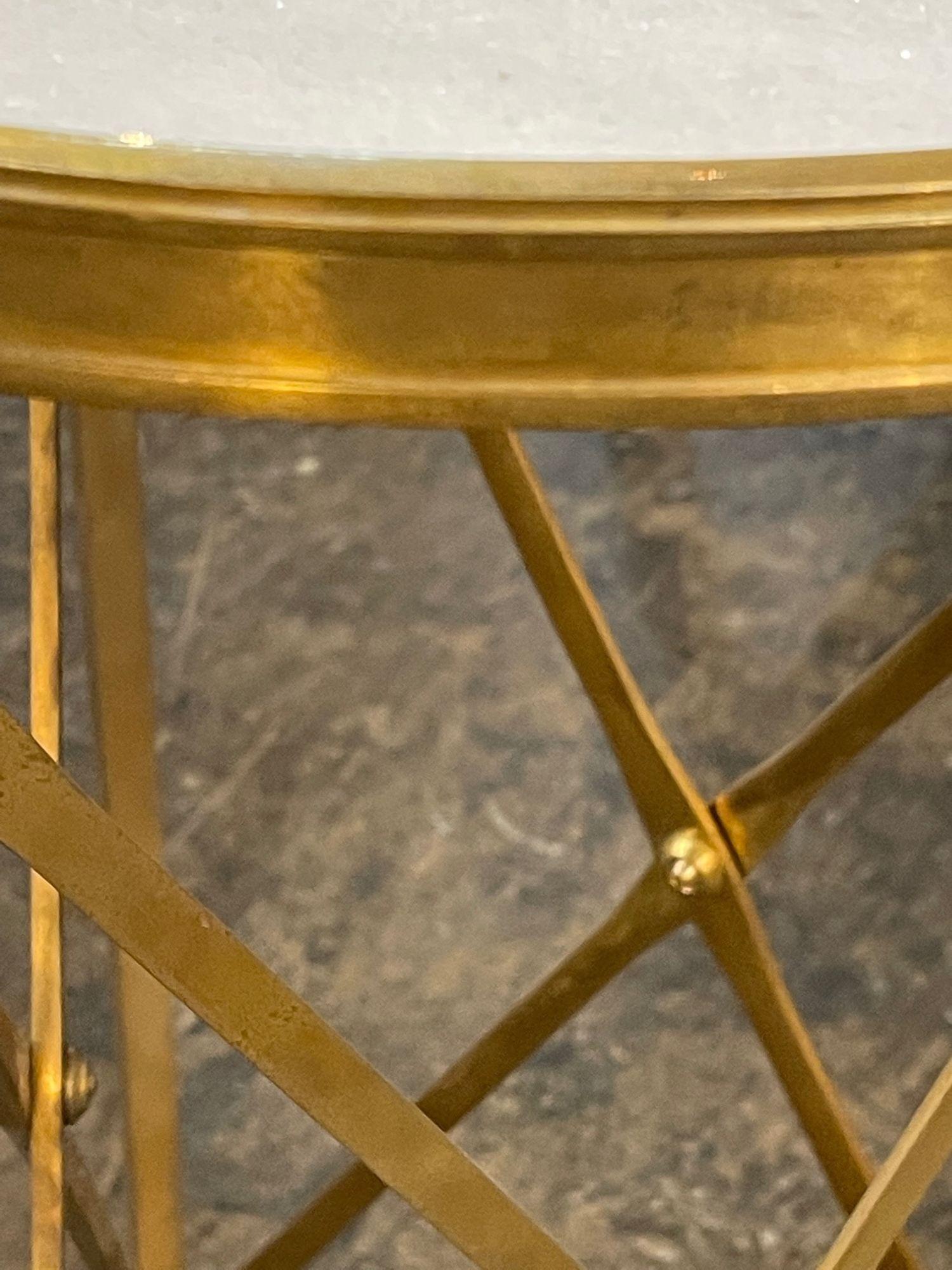 20th Century Pair of French Directoire Style Gilt Bronze and Marble Side Tables For Sale