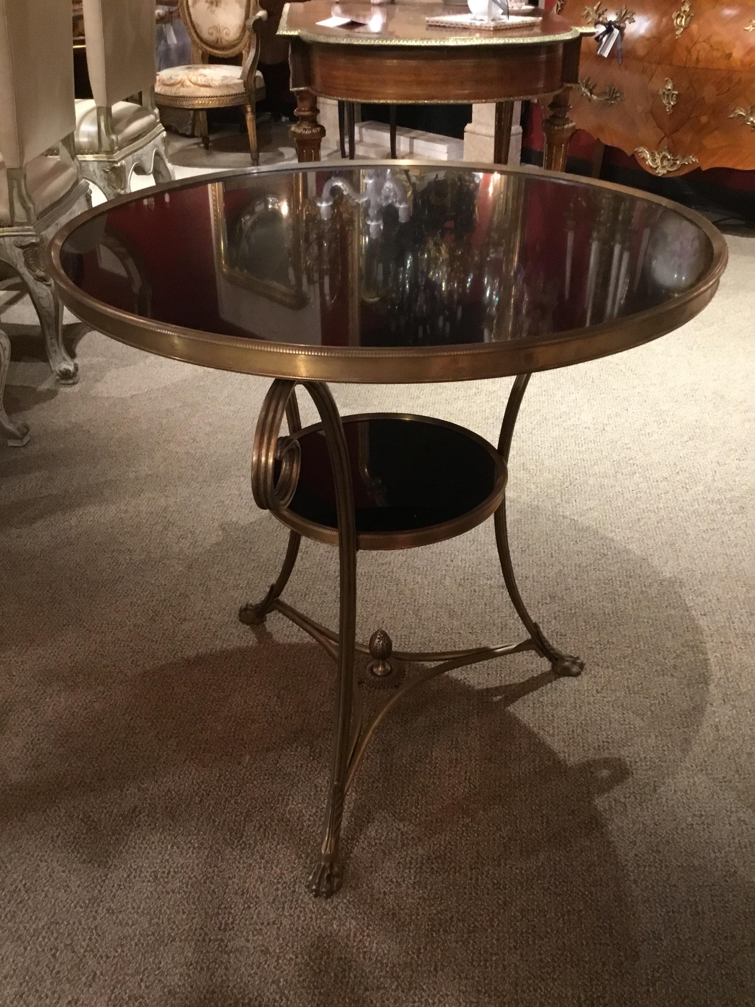 20th Century Pair of French Directoire Style Gueridon Side Tables with Black Marble