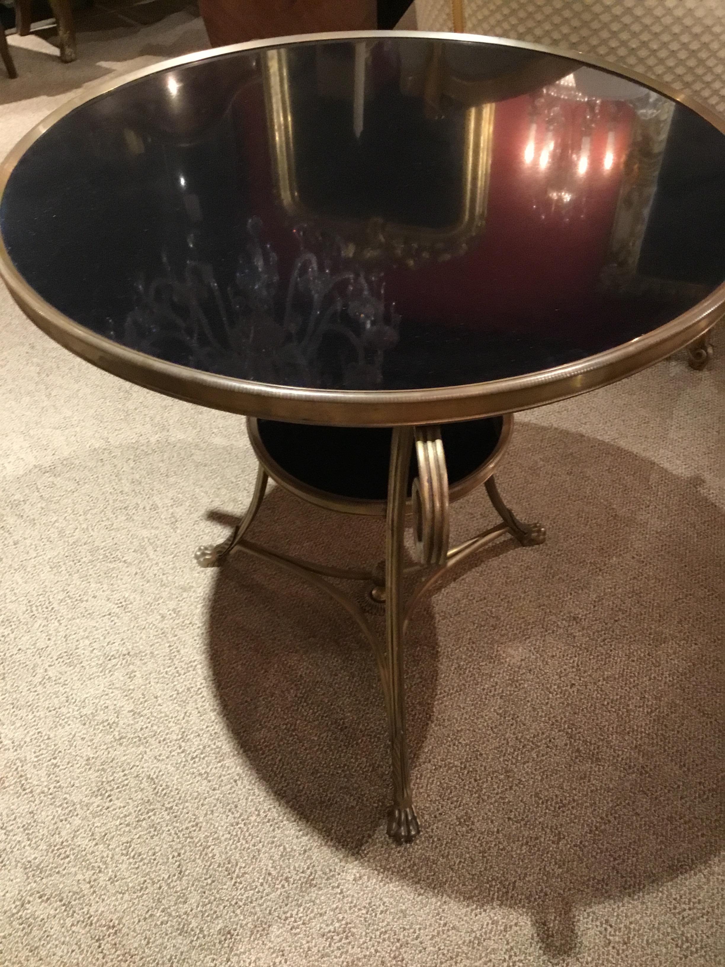 Pair of French Directoire Style Gueridon Side Tables with Black Marble 1