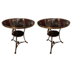 Pair of French Directoire Style Gueridon Side Tables with Black Marble