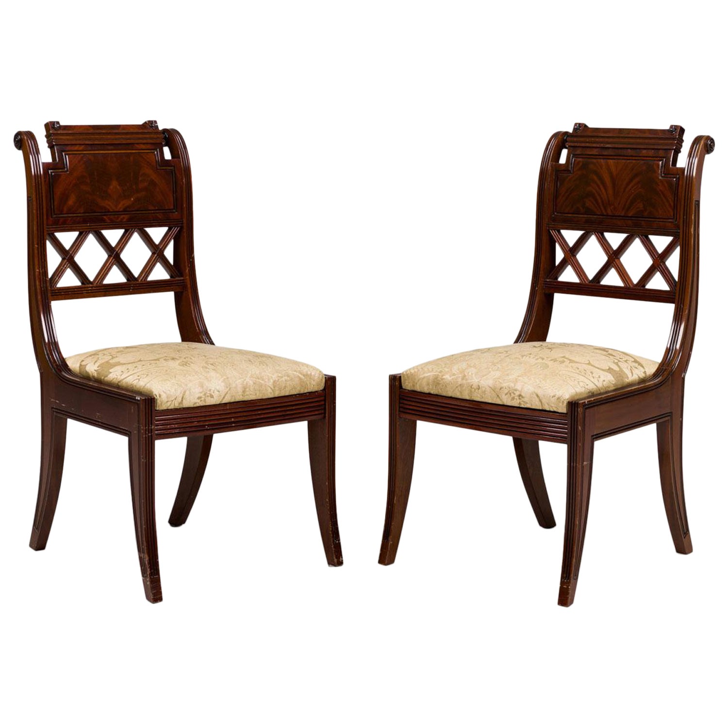 Pair of French Directoire Style Mahogany Side Chairs