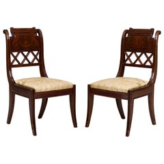 Pair of French Directoire Style Mahogany Side Chairs