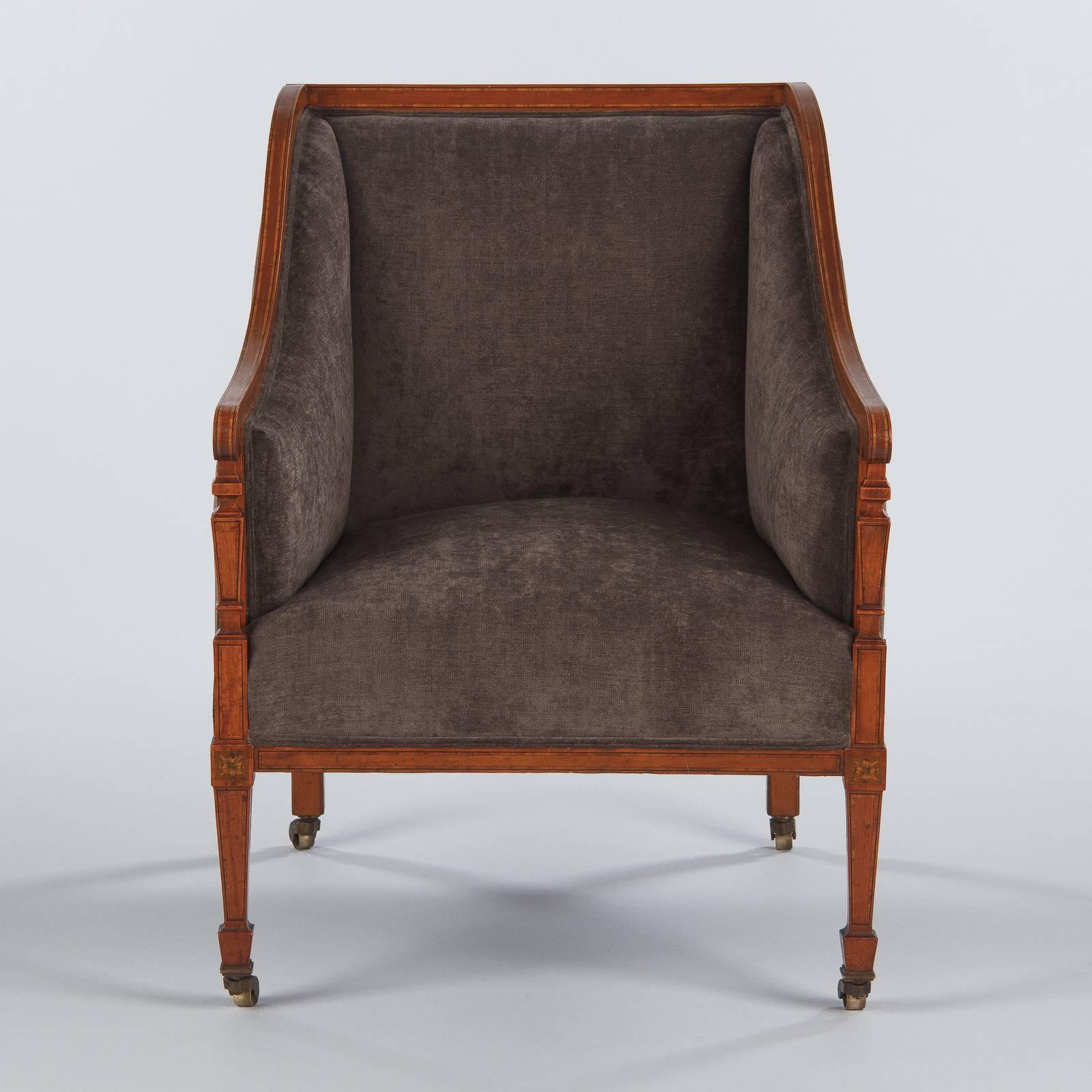 Pair of French Directoire Style Upholstered Armchairs in Mahogany, Late 1800s 6