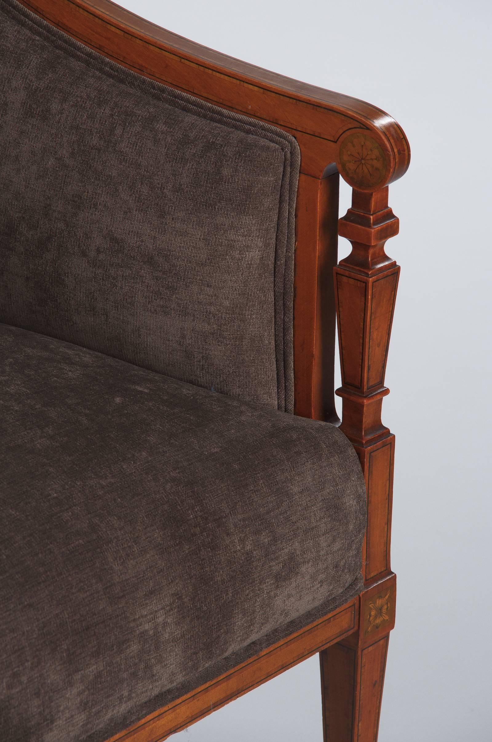 Pair of French Directoire Style Upholstered Armchairs in Mahogany, Late 1800s 8