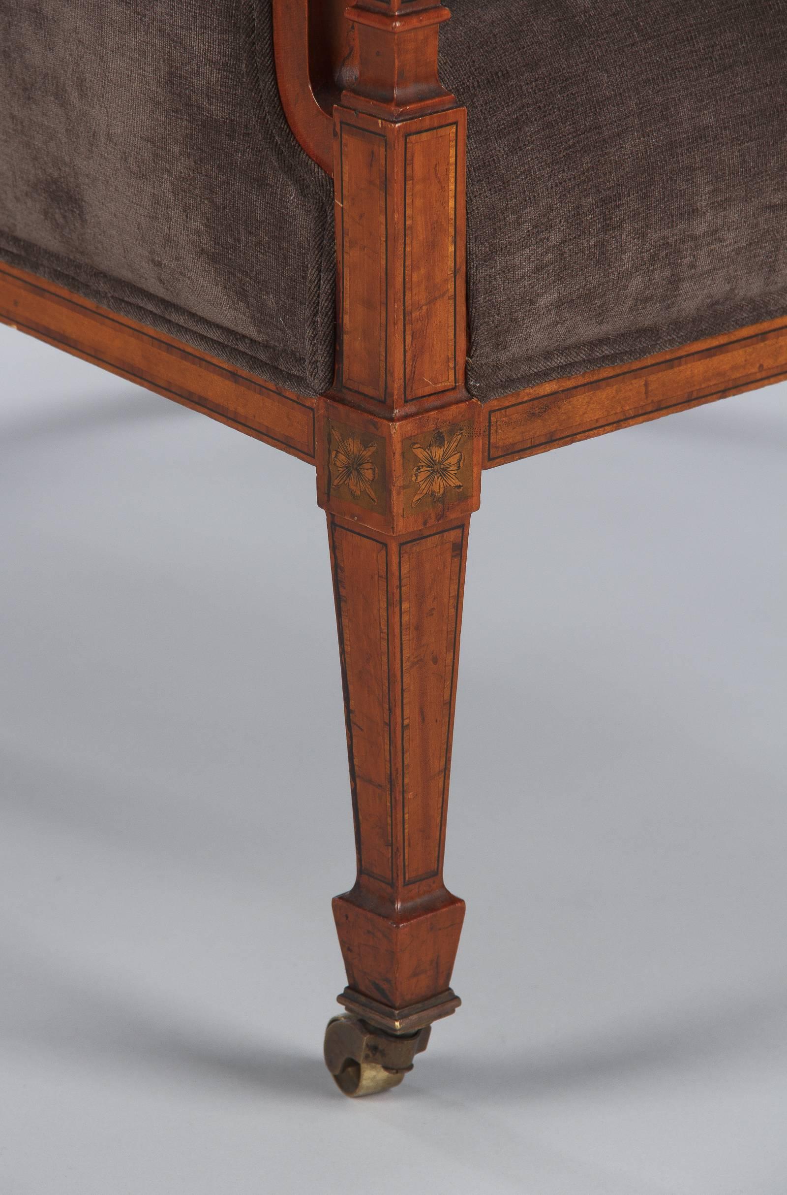 Pair of French Directoire Style Upholstered Armchairs in Mahogany, Late 1800s 9