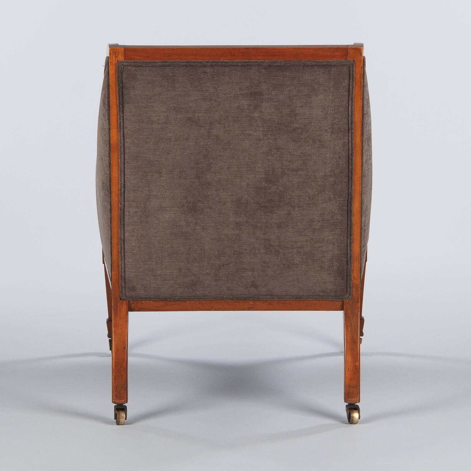 Pair of French Directoire Style Upholstered Armchairs in Mahogany, Late 1800s 11