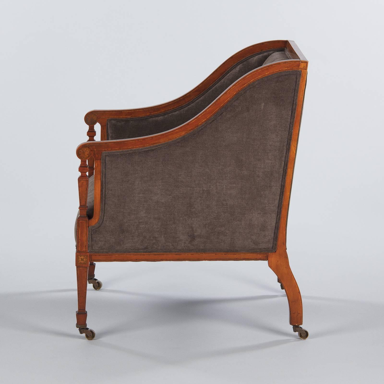 Pair of French Directoire Style Upholstered Armchairs in Mahogany, Late 1800s 12
