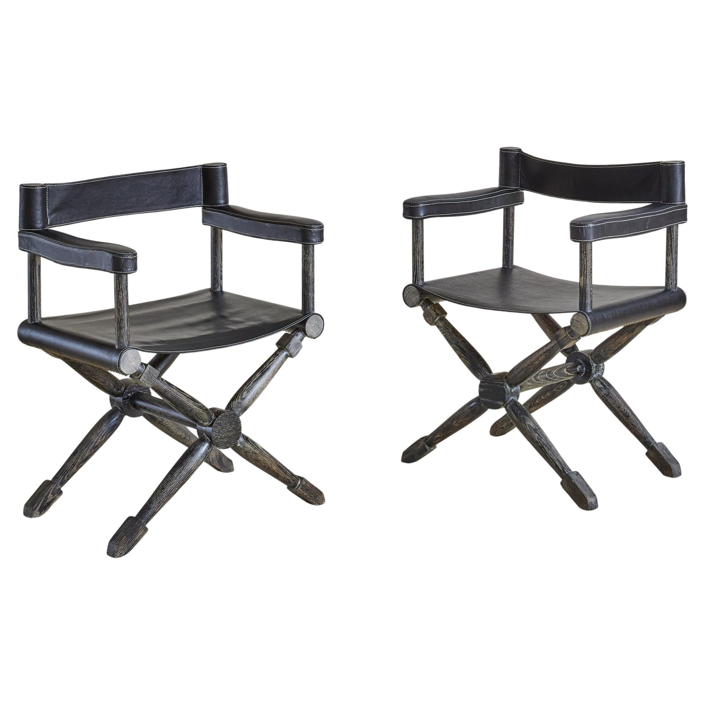Pair of French Director Chairs in the Style of Jean-Michel Frank