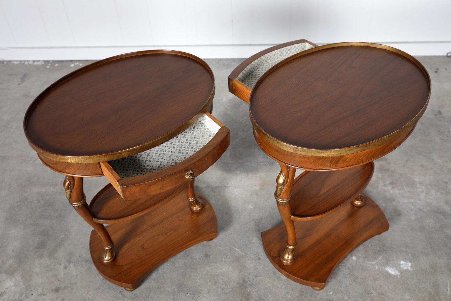 Brass Pair of French Directore Style Side Tables