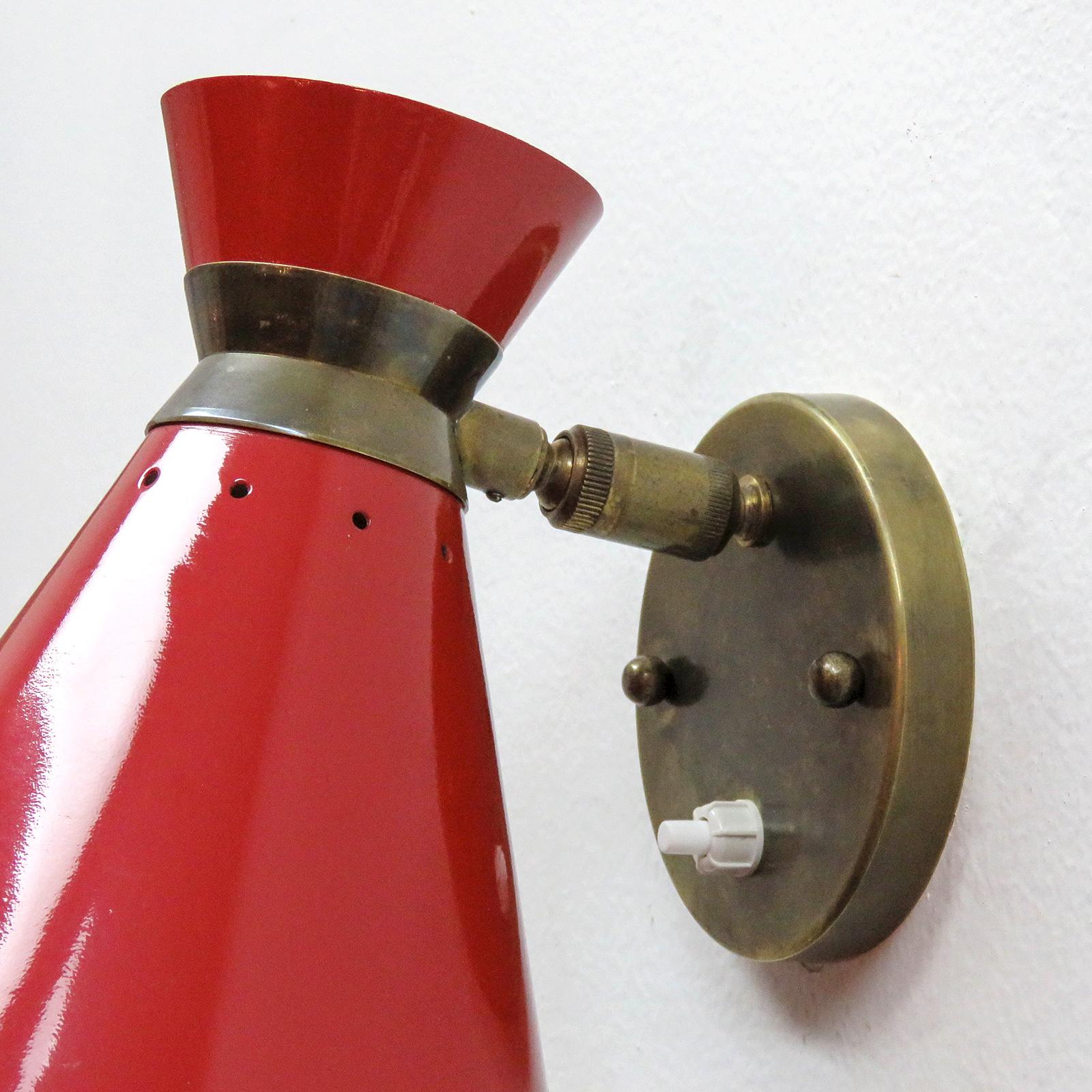 Mid-20th Century Pair of French Double Cone Wall Lights, 1950