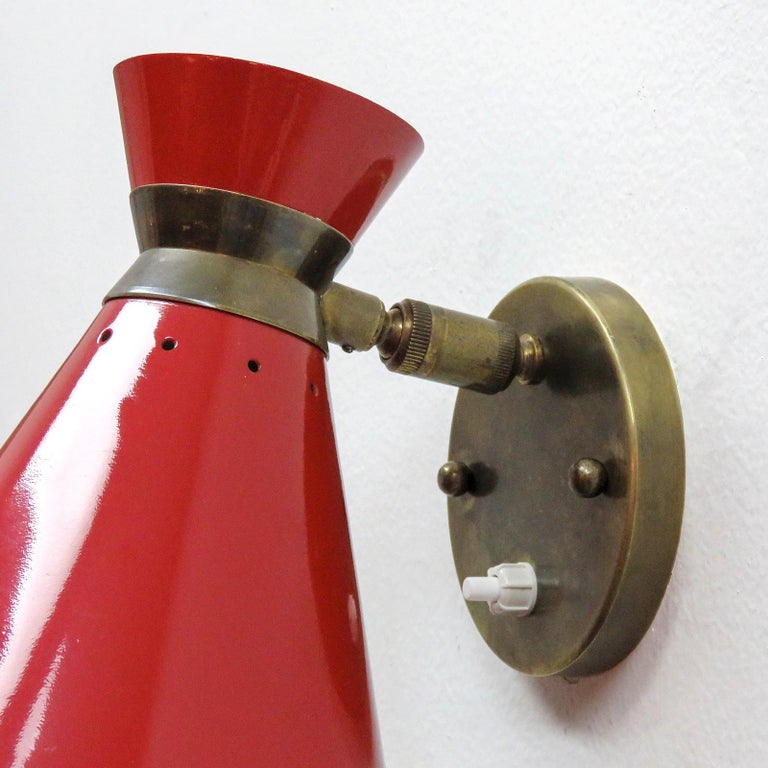 Mid-20th Century Pair of French Double Cone Wall Lights, 1950 For Sale