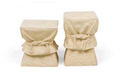 Pair of French Drapery and Rope Form Occasional Pedestal Tables