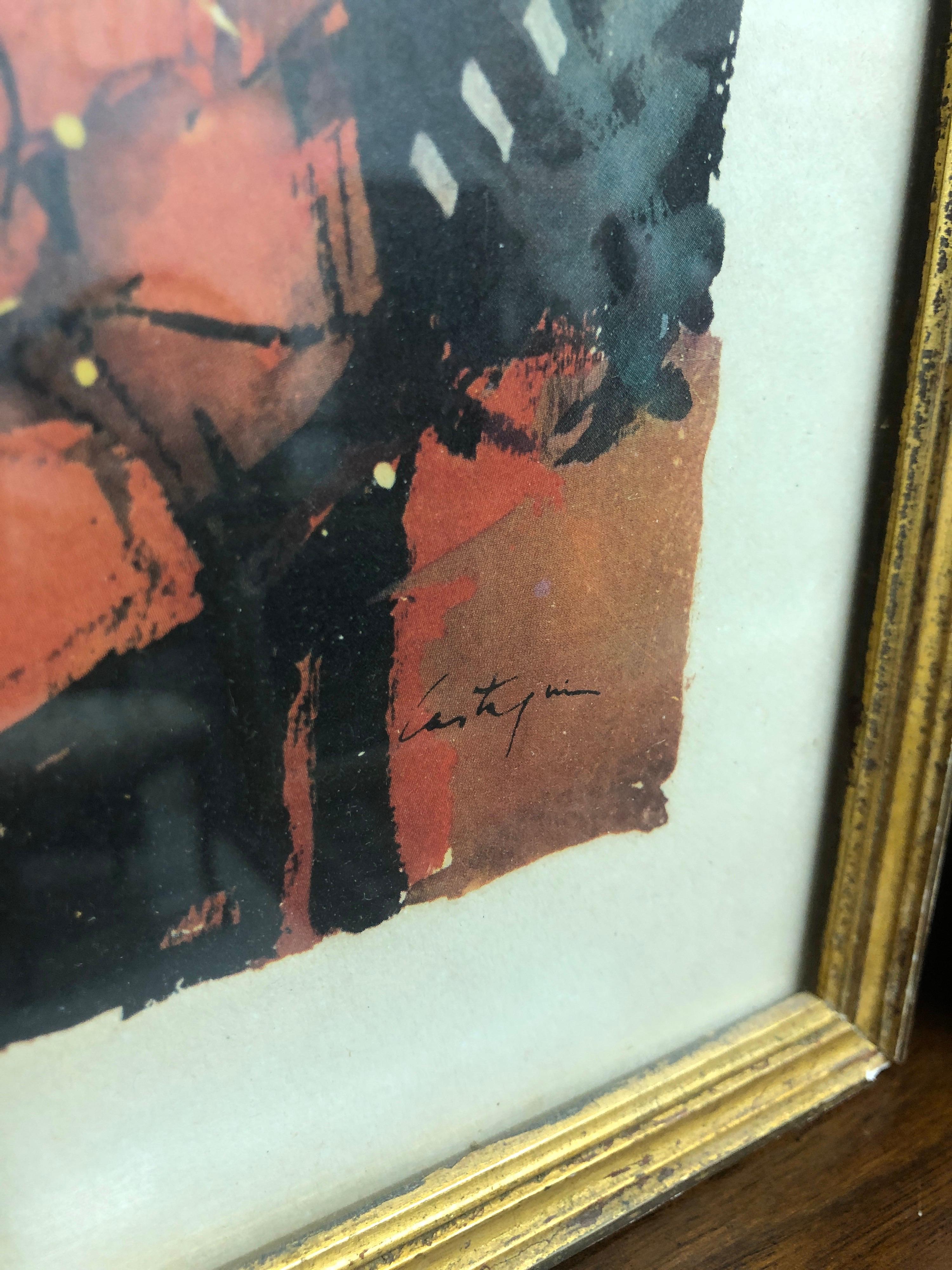 20th Century Pair of French Drawings Signed and Framed For Sale