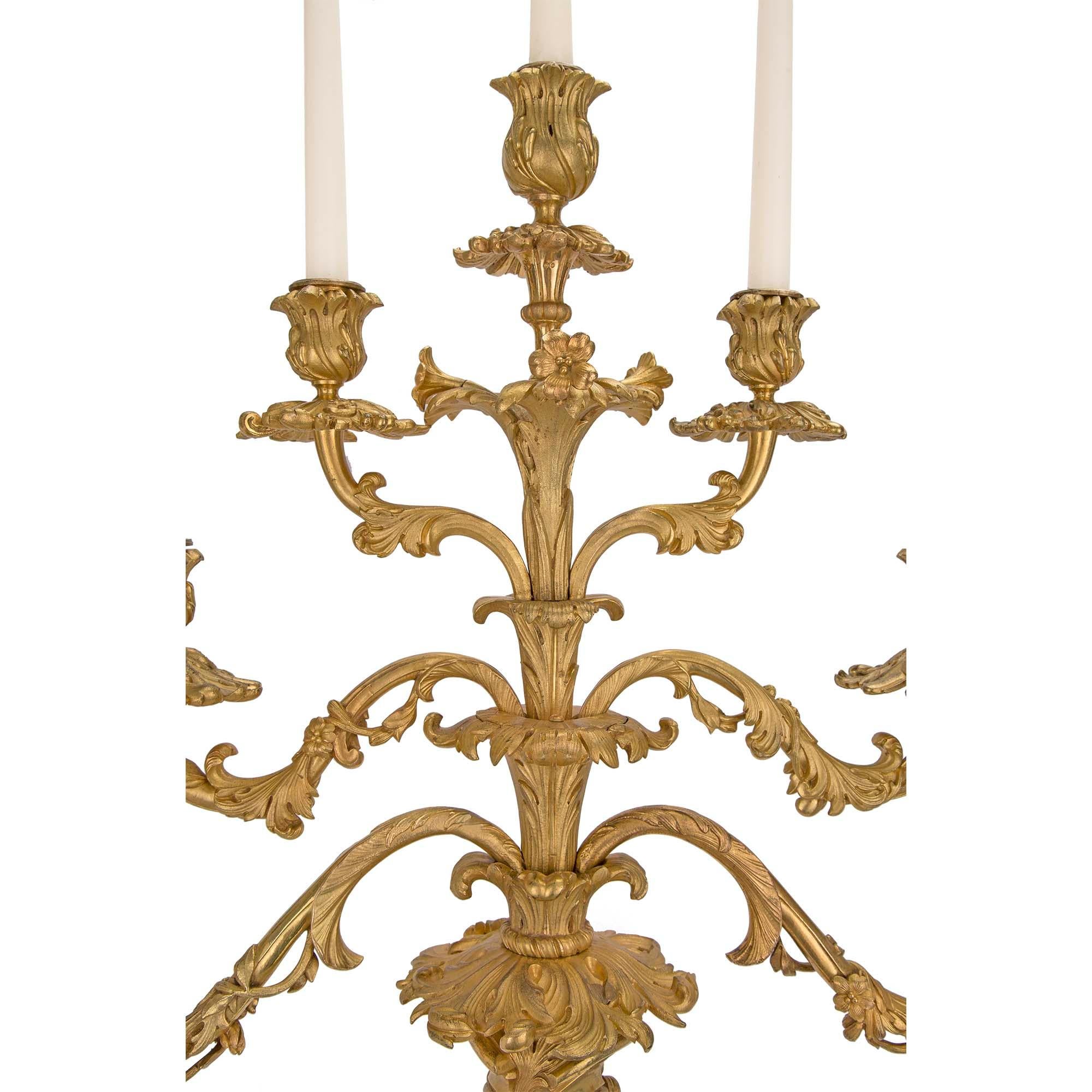 Pair of French Early 18th Century Régence Period Ormolu Candelabras In Good Condition For Sale In West Palm Beach, FL