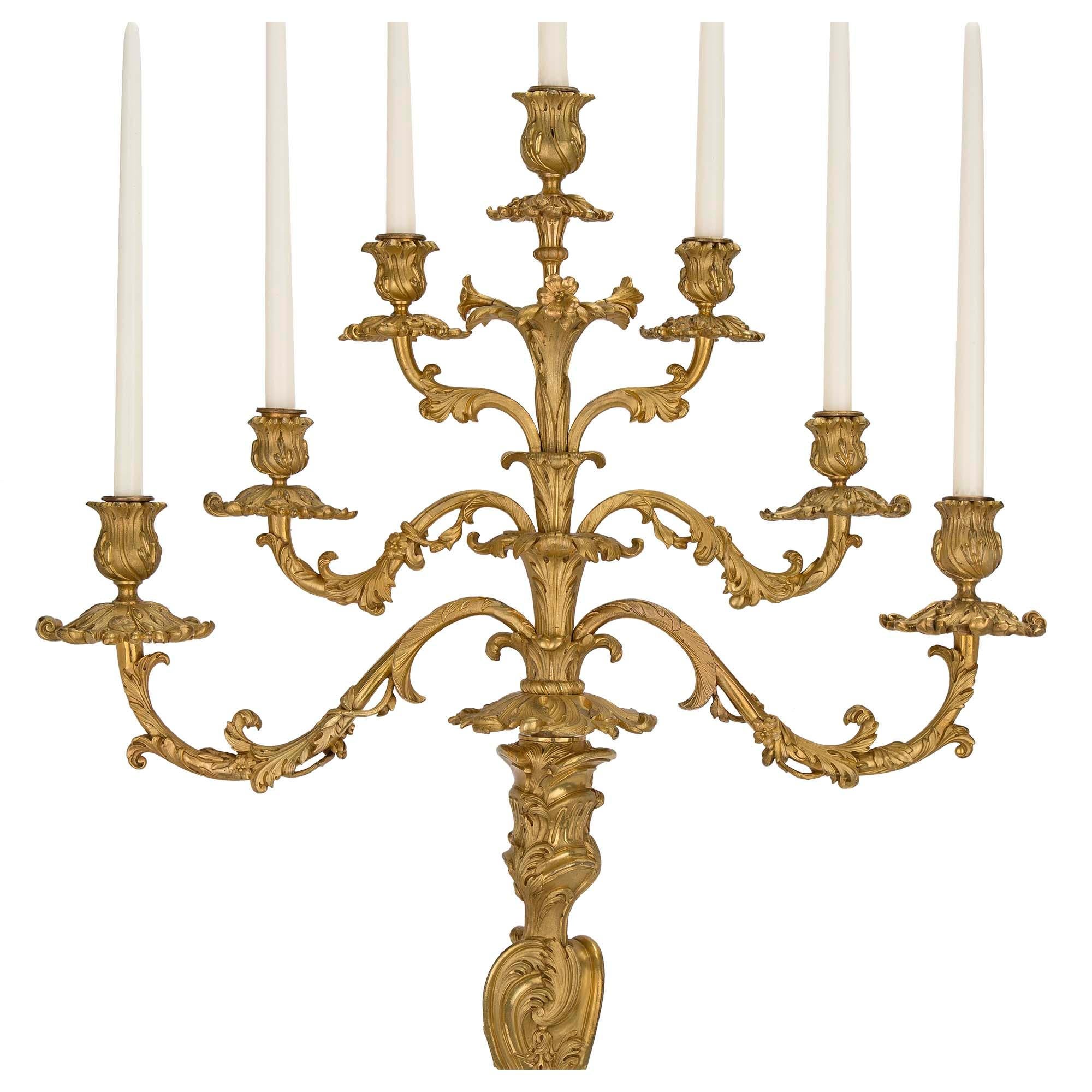 18th Century and Earlier Pair of French Early 18th Century Régence Period Ormolu Candelabras For Sale