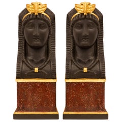 Pair Of French Early 19th Century 1st Empire Period Bookends/Busts