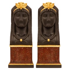 Pair Of French Early 19th Century 1st Empire Period Bookends/Busts