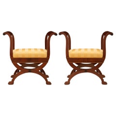 pair of French early 19th century Empire st. Mahogany benches