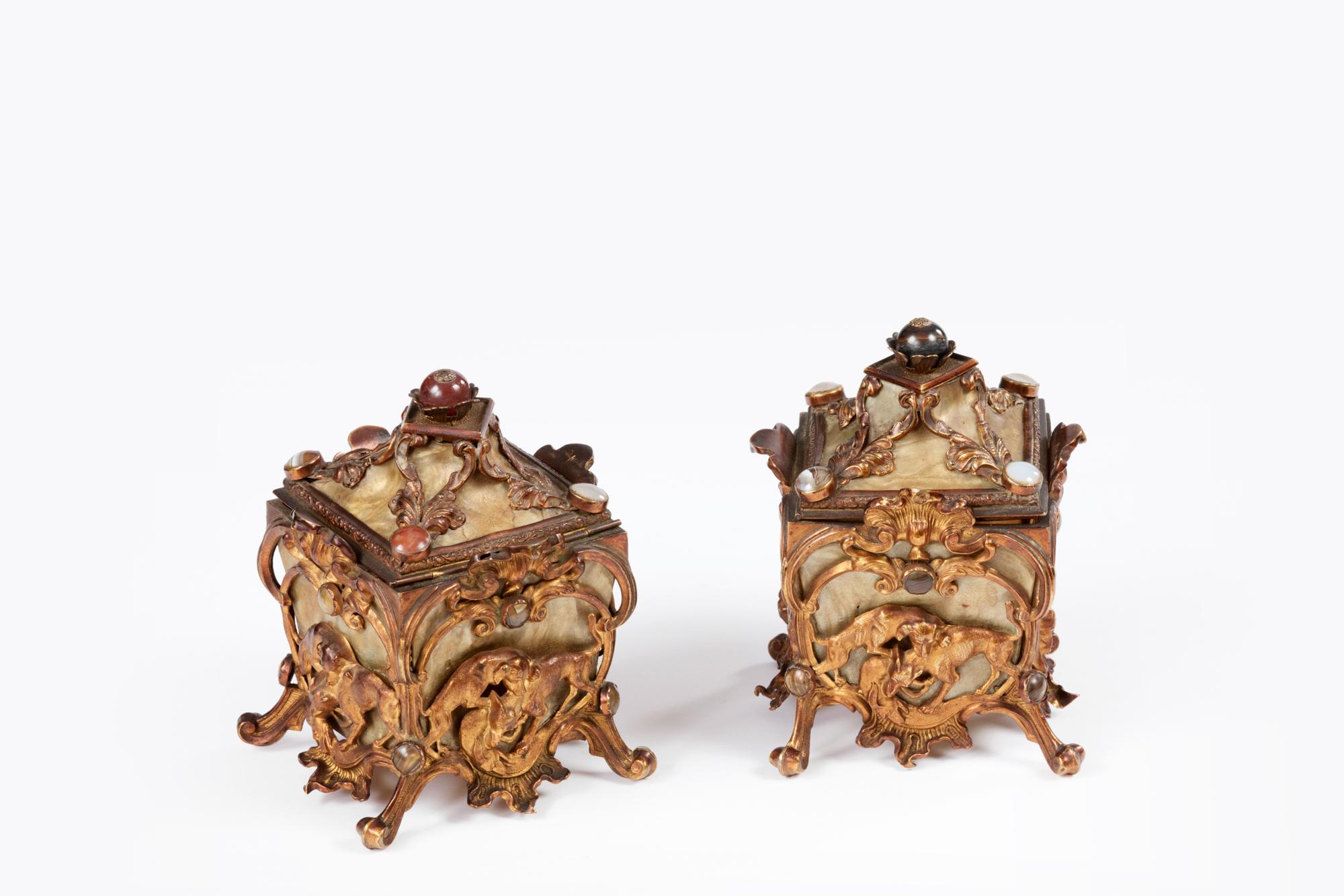 Victorian Pair of French Early 19th Century Jewellery Caskets For Sale