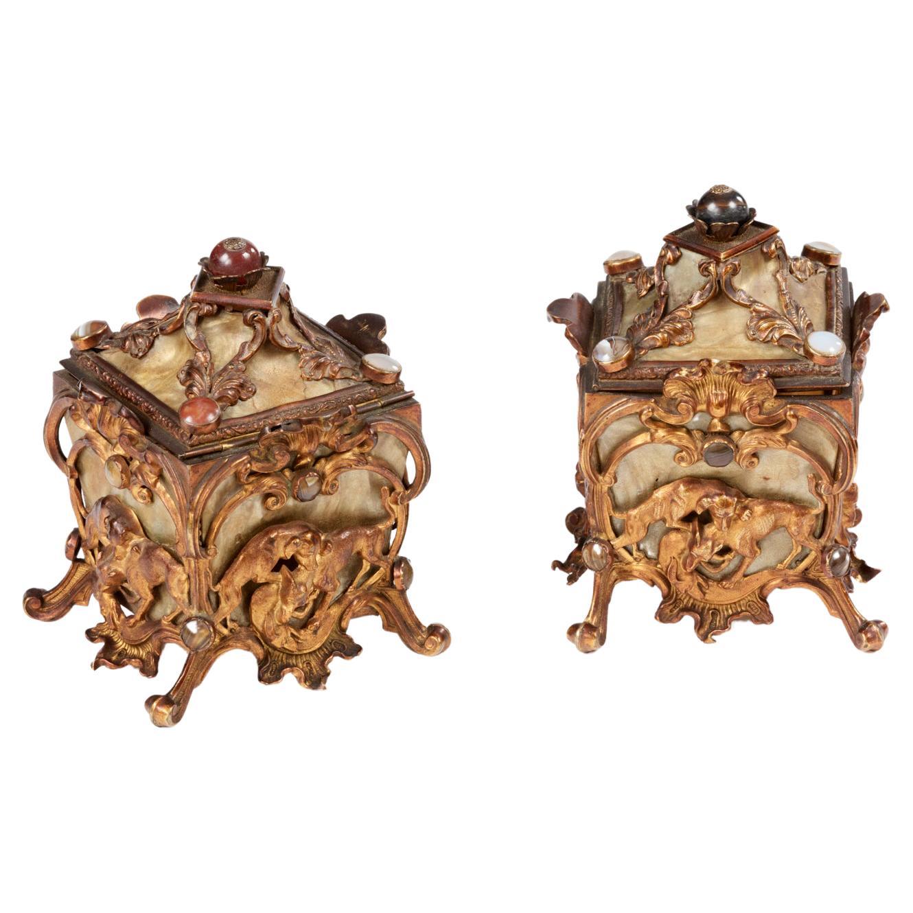 Paar französische Schmuckkästchen aus dem frühen 19. Jahrhundert