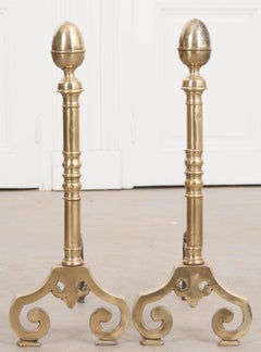 Pair of French Early 19th Century Louis XIII-Style Iron and Brass Chenets