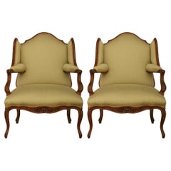 pair of French early 19th century Louis XV st. Walnut armchairs