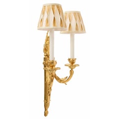 Pair of French Early 19th Century Louis XV Style Ormolu Two-Arm Sconces