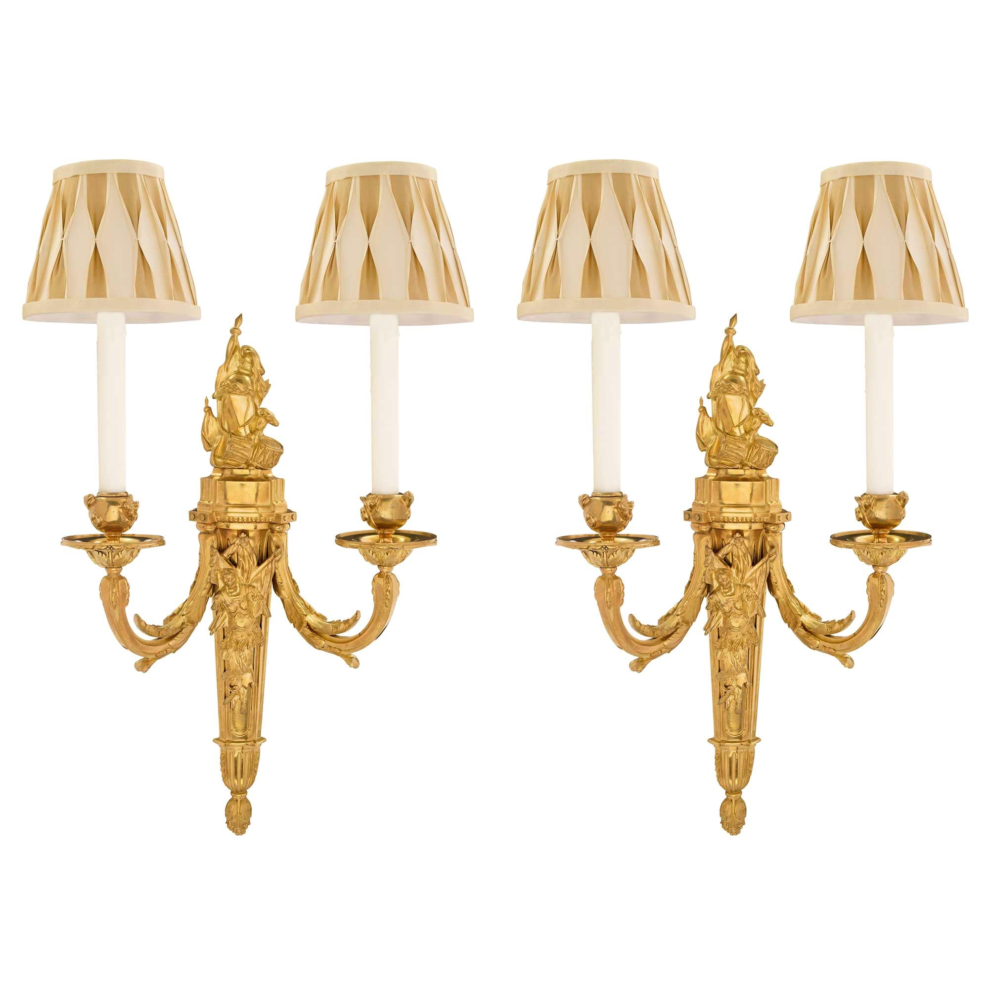 Pair of French Early 19th Century Louis XV Style Ormolu Two-Arm Sconces