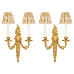 Pair of French Early 19th Century Louis XV Style Ormolu Two-Arm Sconces