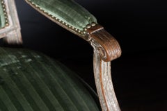 Pair of French Early 19th Century Louis XVI Fauteuil Armchairs, Upholstered