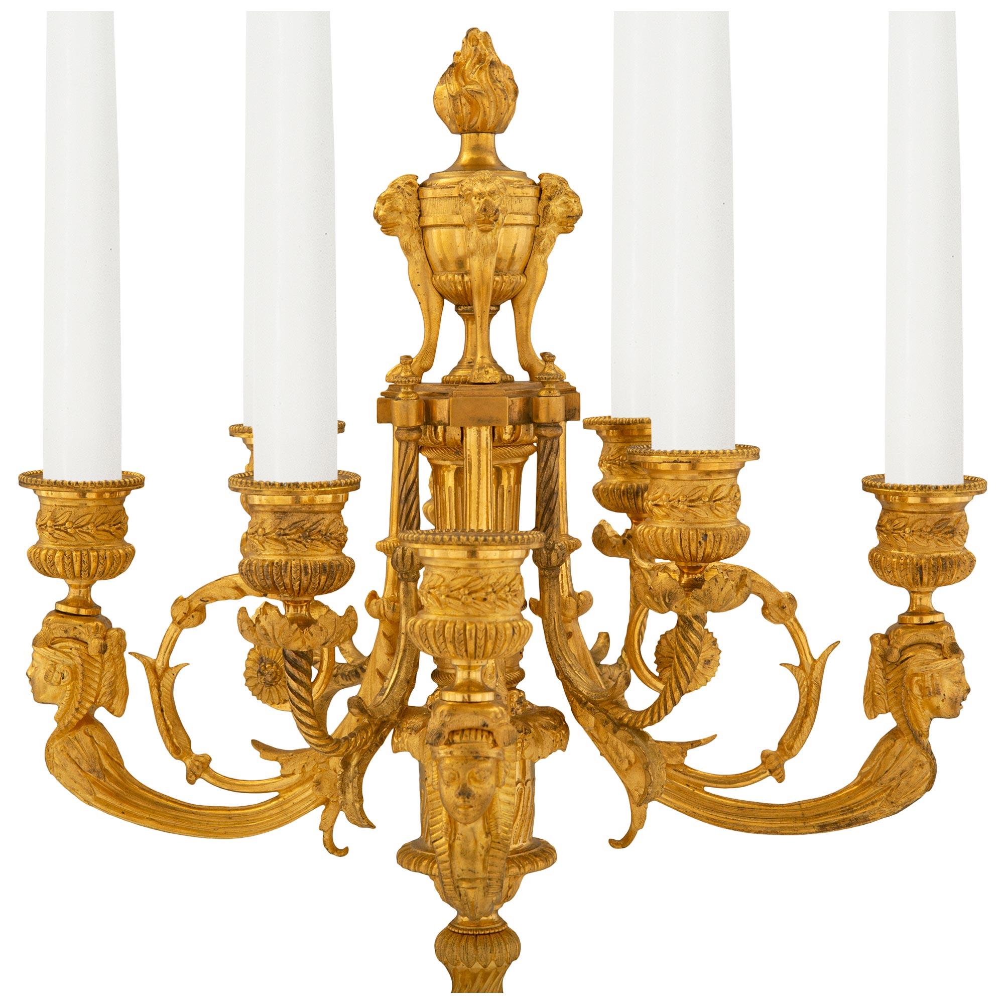 Pair of French Early 19th Century Louis XVI St. Ormolu Candelabras In Good Condition For Sale In West Palm Beach, FL