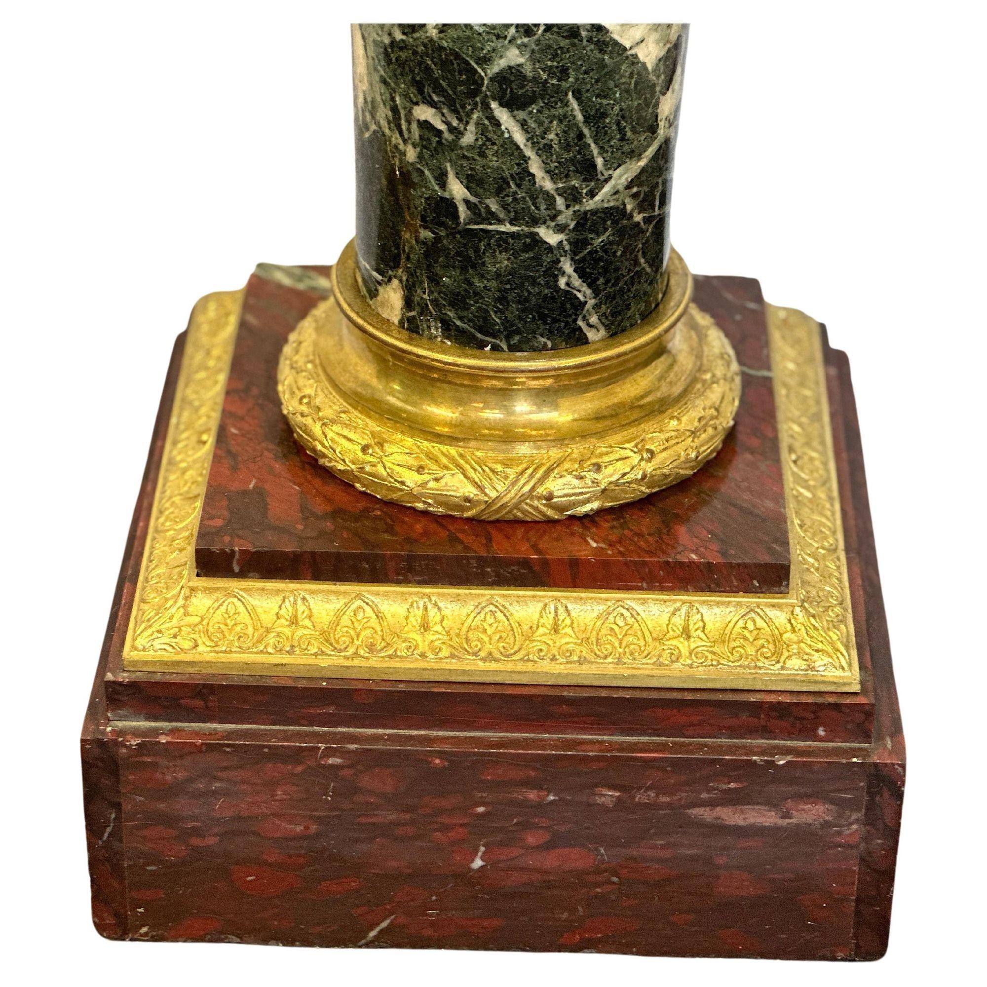 Pair of French Early 19th Century Marble and Bronze Pedestals For Sale 2