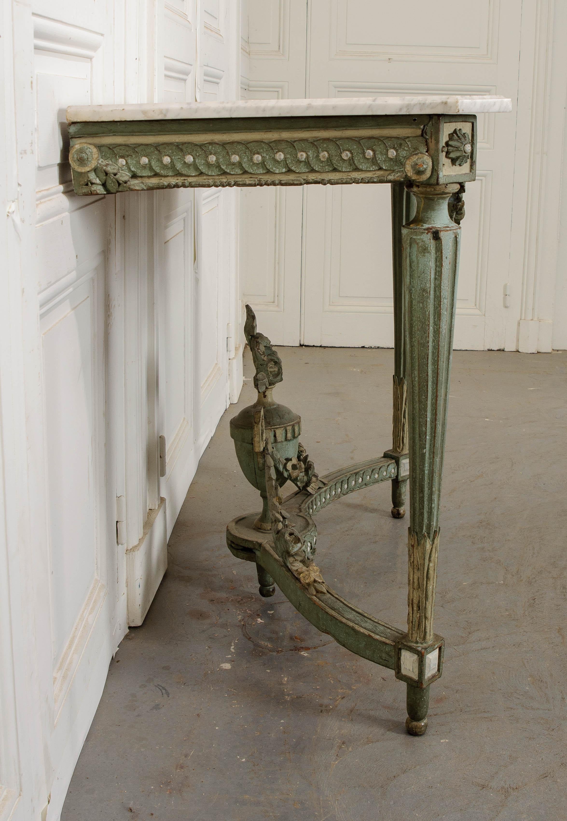 Pair of French Early 19th Century Painted Louis XVI Period Consoles 3