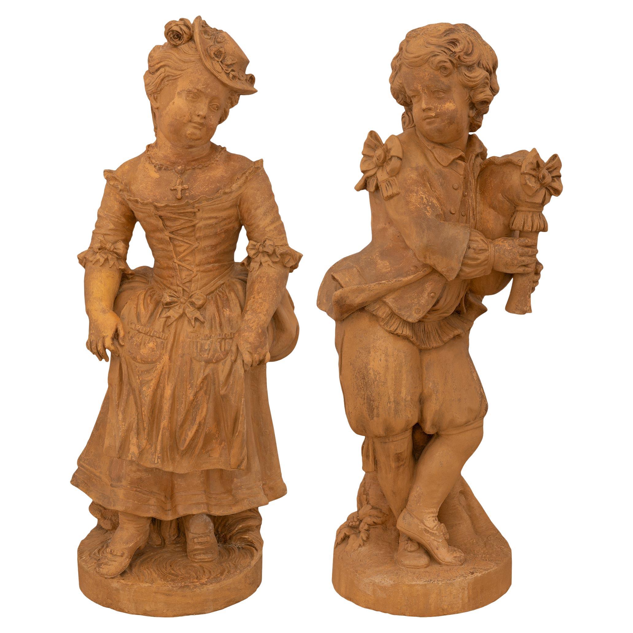 pair of French early 19th century Terra Cotta statues, circa 1820