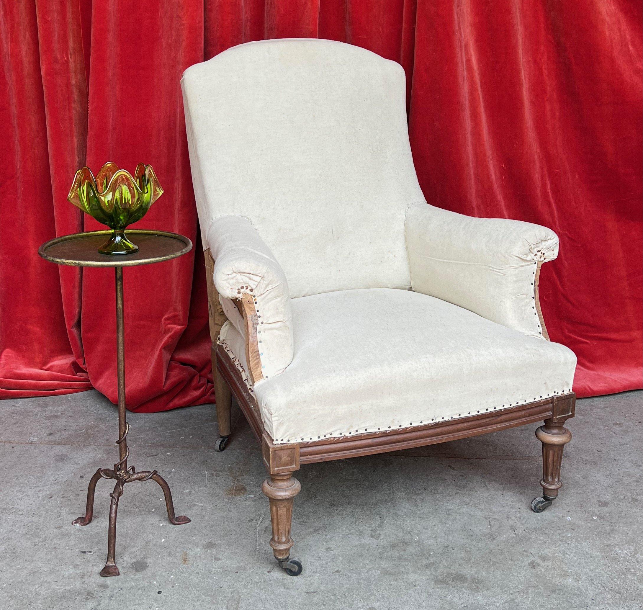 Pair of French Early 20th Century Armchairs with Exposed Wood Frames 5