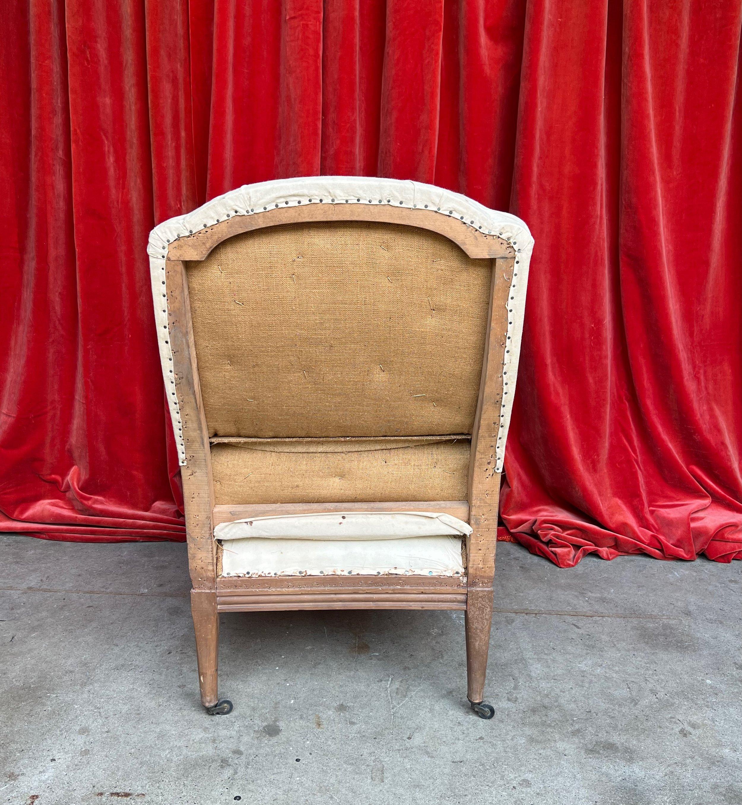 Pair of French Early 20th Century Armchairs with Exposed Wood Frames 3