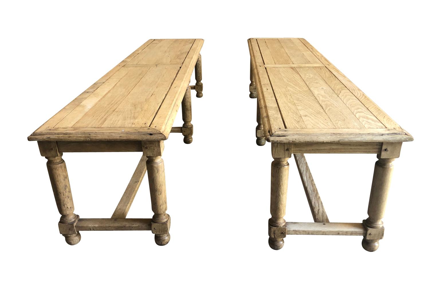 Oak Pair of French Early 20th Century Benches