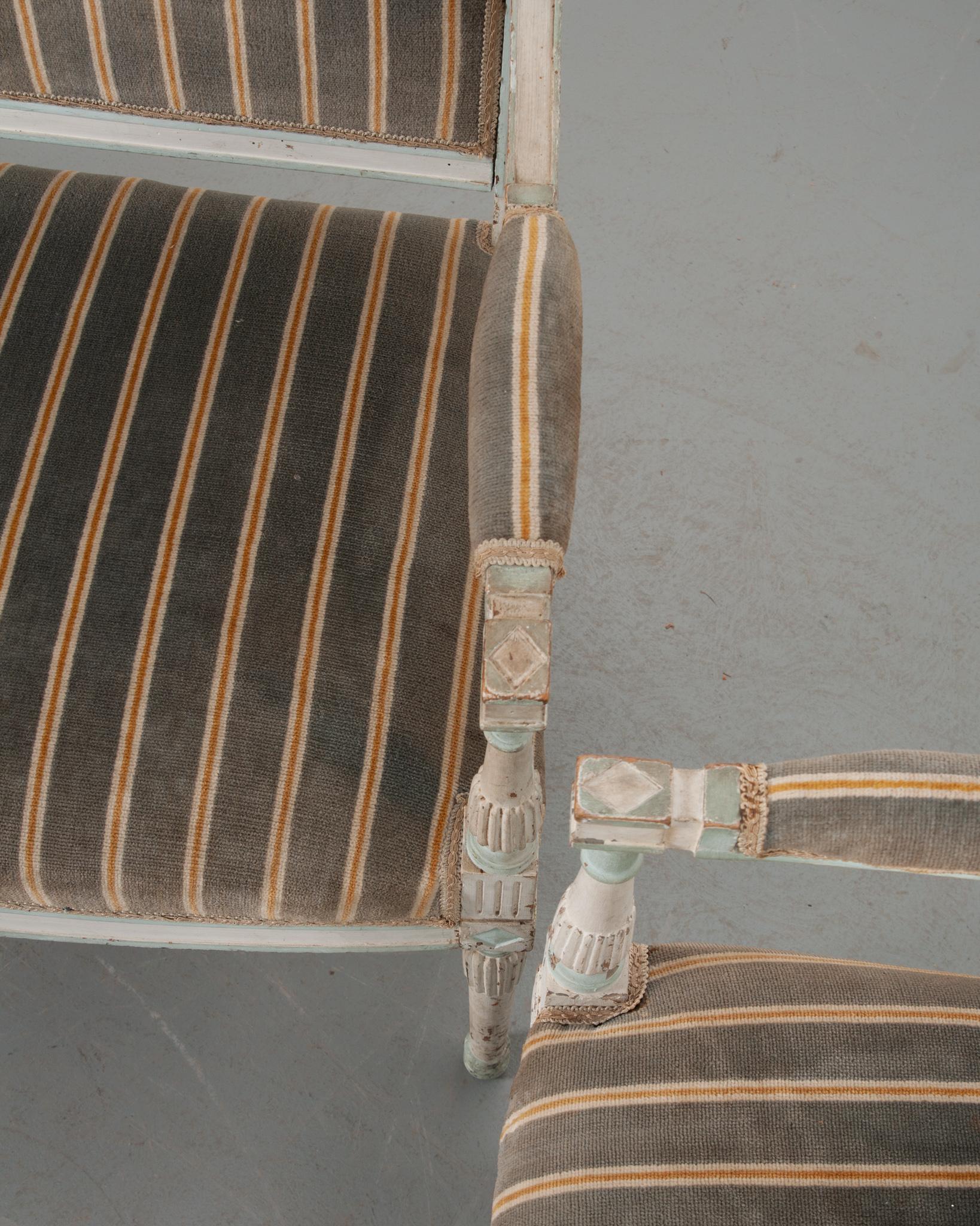 Pair of French Early 20th Century Painted Directoire-Style Banquettes 5