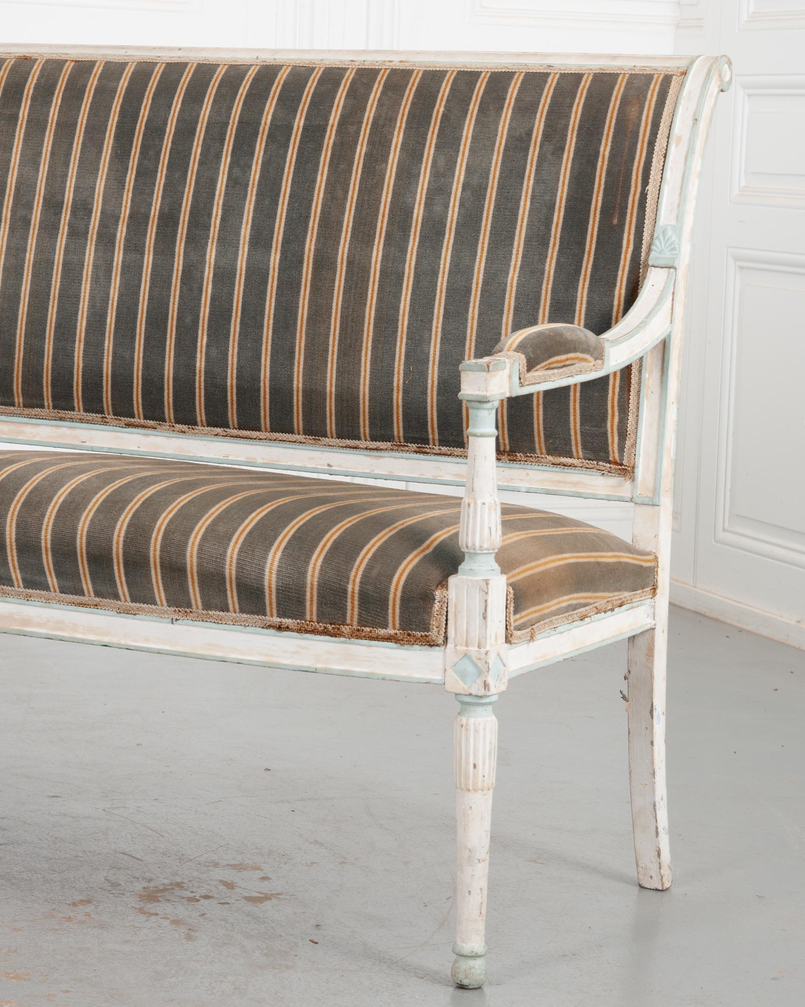 Pair of French Early 20th Century Painted Directoire-Style Banquettes 2